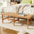 Aashild Acacia Wood Bench With PU Leather Seat