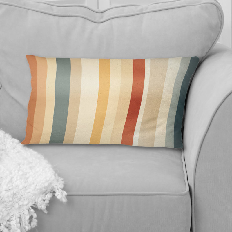 Beige And Brown Striped Pattern Serenity - Striped Polyester Pillow