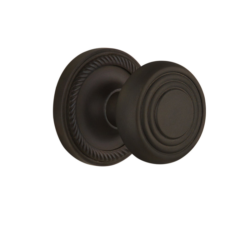Rope Rosette with Deco Door Knob, Oil-Rubbed Bronze, 2 3/8