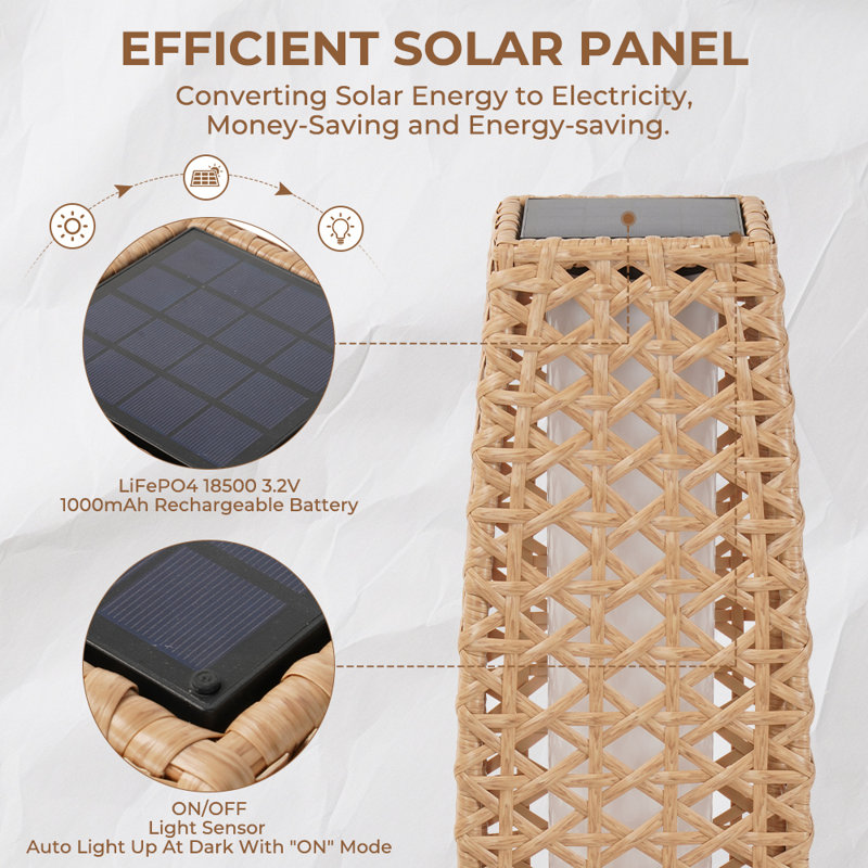 Solar-Powered Diamond Wicker Floor Lamp, 1 Light