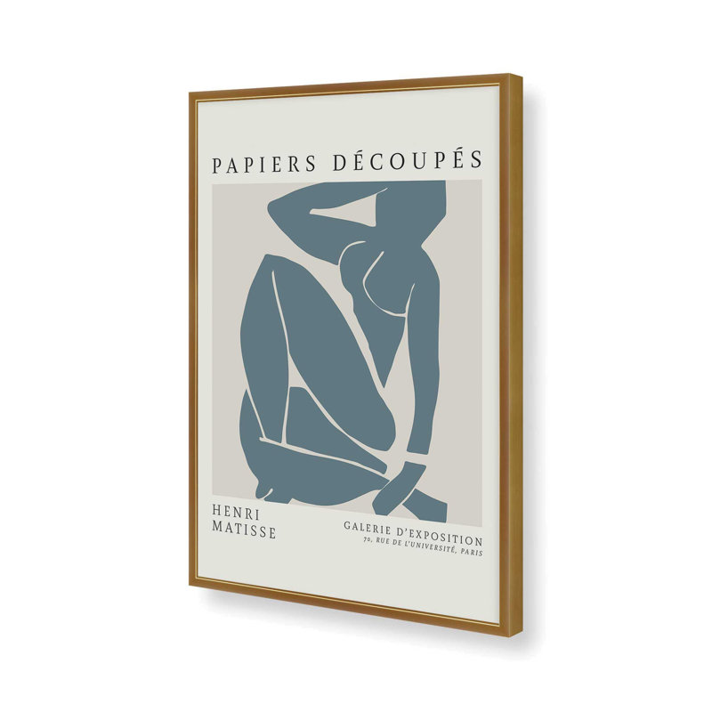Matisse's Nude III en bleu minuit , H 25,25 po x l 19,25 po x P 1,25 po, Reproduction encadrée sans passe-partout, Or poli