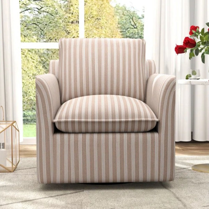 Fauteuil demi-tonneau pivotant à coussins amovibles Hylee, Brun, 6