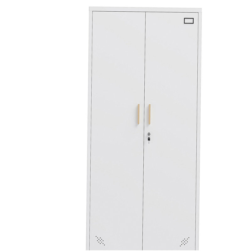 High Storage Cabinet with 2 Doors and 4 Partitions to Separate 5 Storage Spaces, Home/ Office Design, White