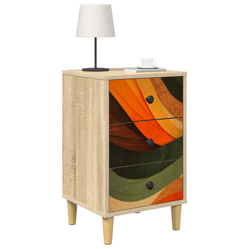 36cm W Engineered Wood Bedside Table