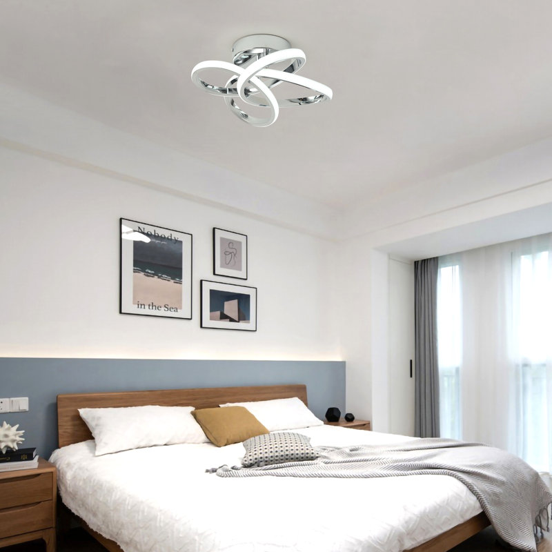 Janyia 1 - Light 12.20" Geometric LED Semi Flush Mount, Chrome
