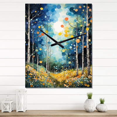 Forest Silent Symphony Pointillism II - Très grandes horloges murales florales
