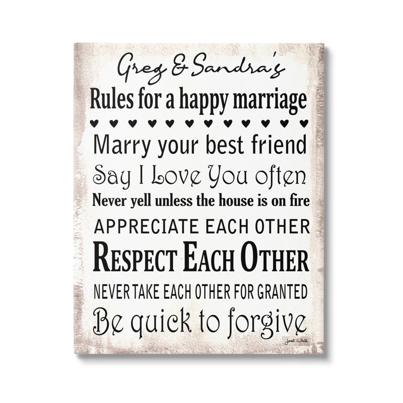 Art mural personnalisé rustique, mariage heureux cmw-111, H 20 po x l 16 po, Toile tendue, Oui