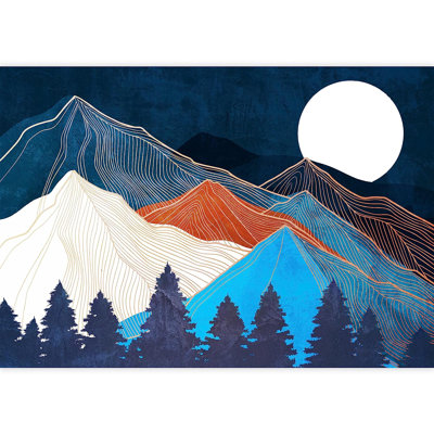 Murale à peindre aquarelle granit montagne forêt