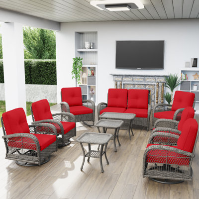 Ensemble de conversation d'extérieur pour 8 personnes avec coussins
