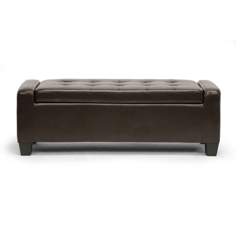 Kaimilani Faux Leather Ottoman, Dark Brown Faux Leather