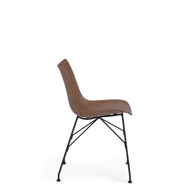 P/Wood Dining Chair, Veneer Dark Wood with Black