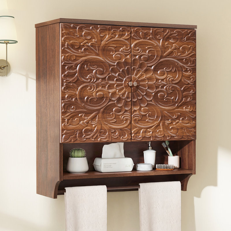 Rangement mural pour armoire de salle de bain, Brun