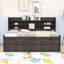 Lit plateforme simple en bois avec tablettes et lit gigogne Binnings-1649067823