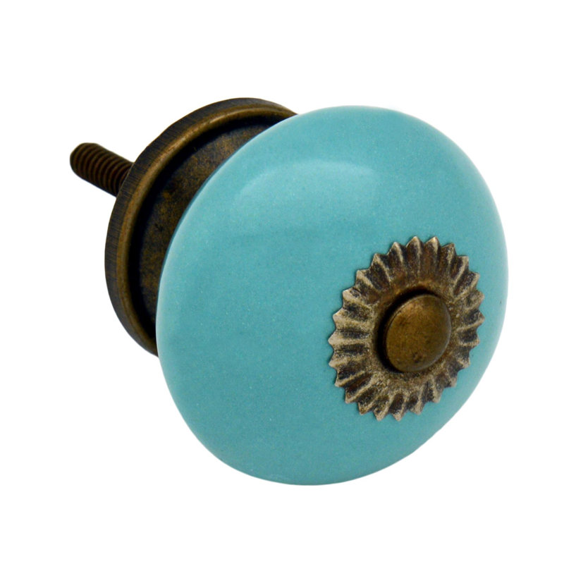 Nicola Spring - Round Ceramic Cabinet Knobs, Turquoise