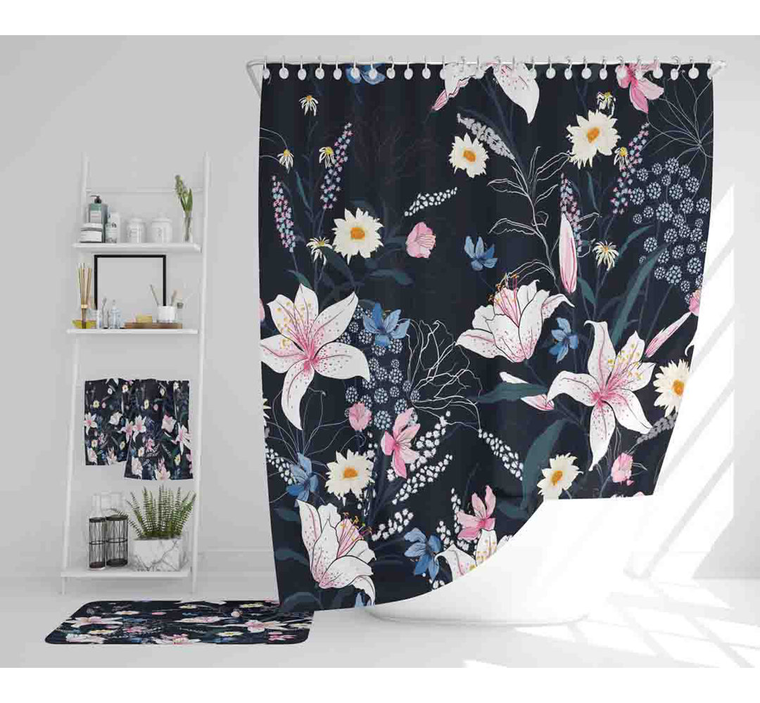 Nataniah Polyester Shower Curtain Set