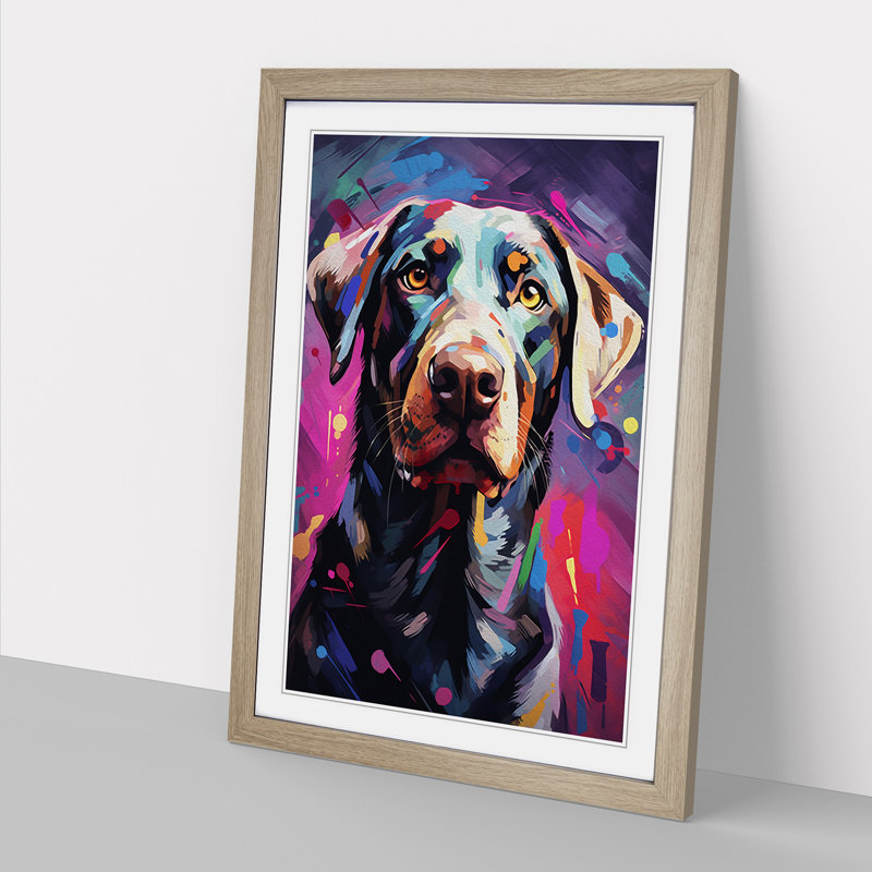 Labrador Retriever Informel No.2 - Single Picture Frame Rectangle Print on Wood, 34cm H x 25cm W x 2cm D, Oak Framed