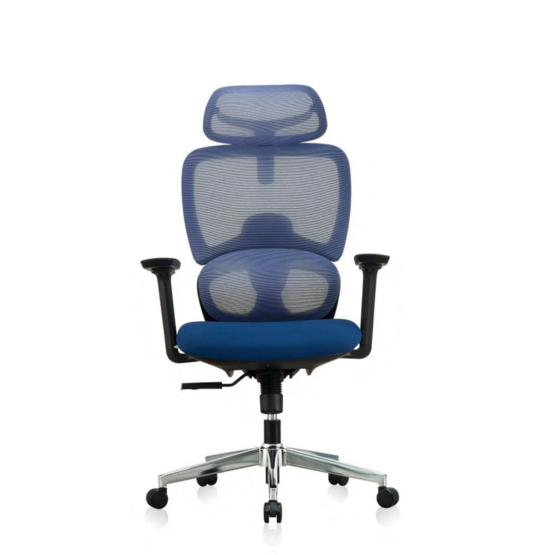 Polyester Office Chair with Headrest, Blue