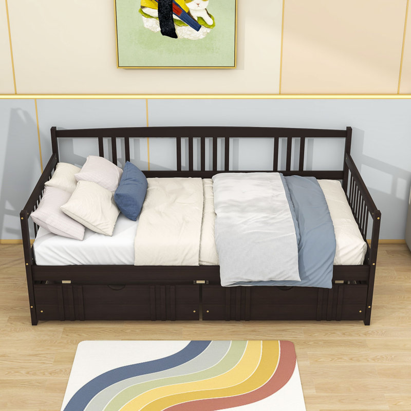 Wooden Daybed with 2 Drawers, Espresso, Twin