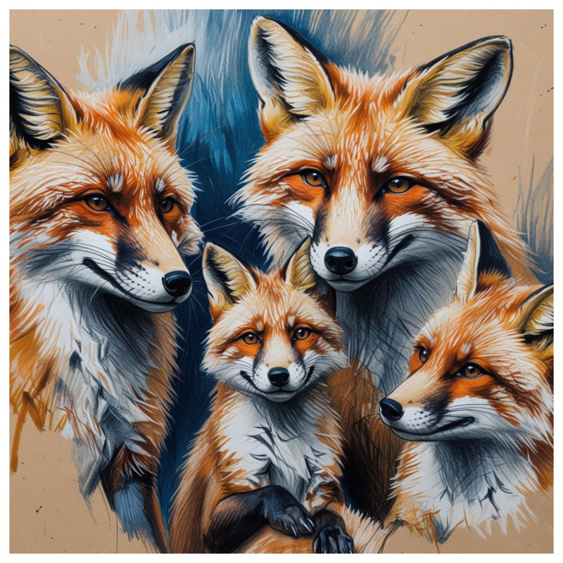 Édredon Group of Red Foxes, Lit simple