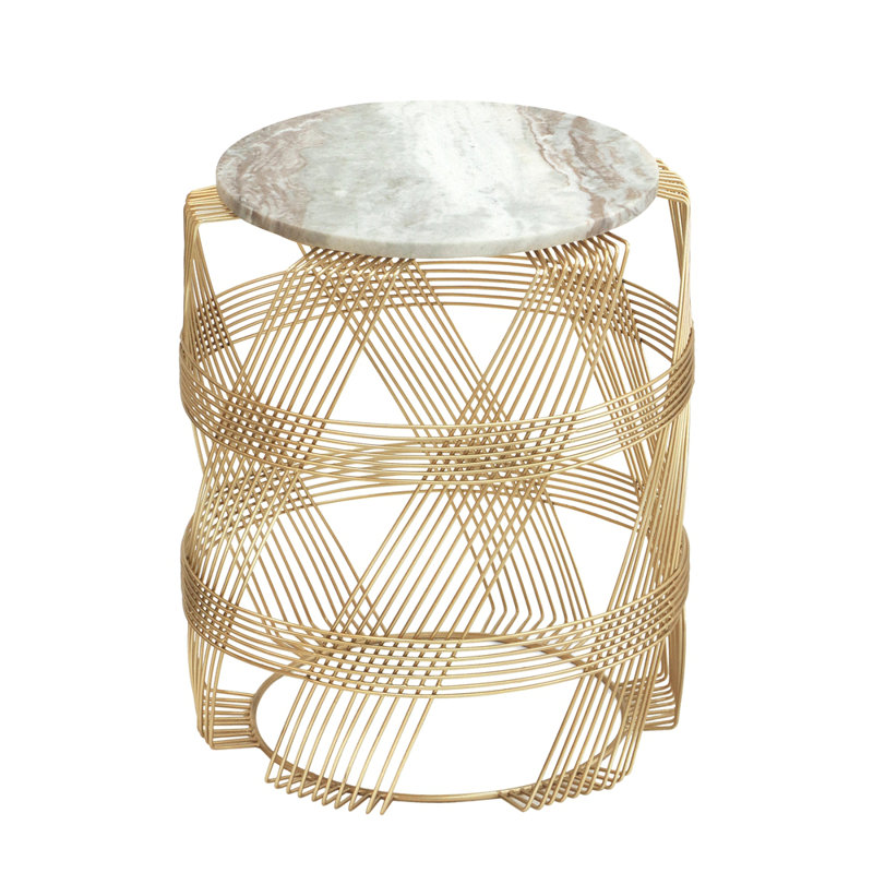 ROUND WIRE TABLE WITH MARBLE TOP