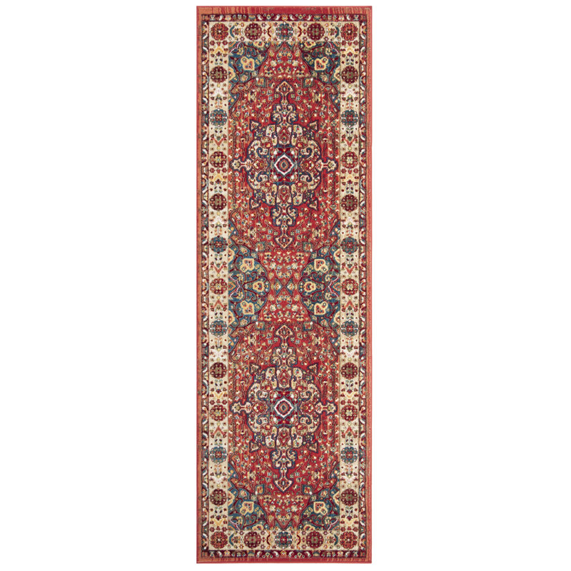 Tapis performance oriental Kurtz, Tapis de couloir 2 pi 6 po x 6 pi, Red/Ivory