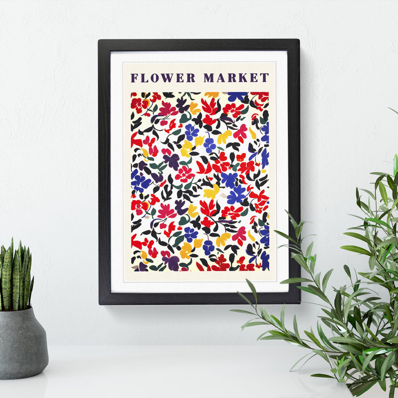 Blooming Flower Market Exhibition - Single Picture Frame Print on Wood, 64cm H x 46cm W x 2cm D