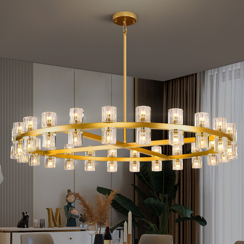 Seraphina 48 - Light Dimmable Large Wagon Wheel Chandelier With Crystal Accents, Brass