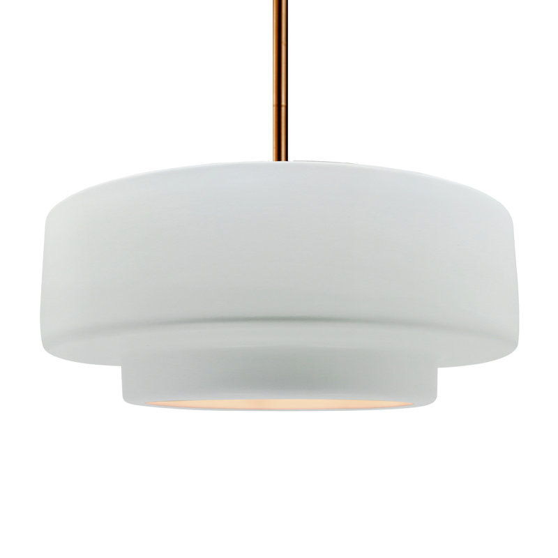 Luminaire suspendu à 1 lumière Meydan, Gloss White, H 6 po x l 16,25 po x P 16,25 po, Laiton brossé