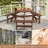 Round Tabletop Wood Picnic Table with Built-in Benches-746001689-746001684