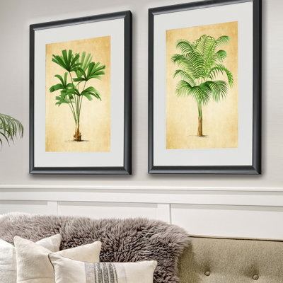 « rétro palms ii », ensemble de 2 reproductions de peintures à l’acrylique encadrées