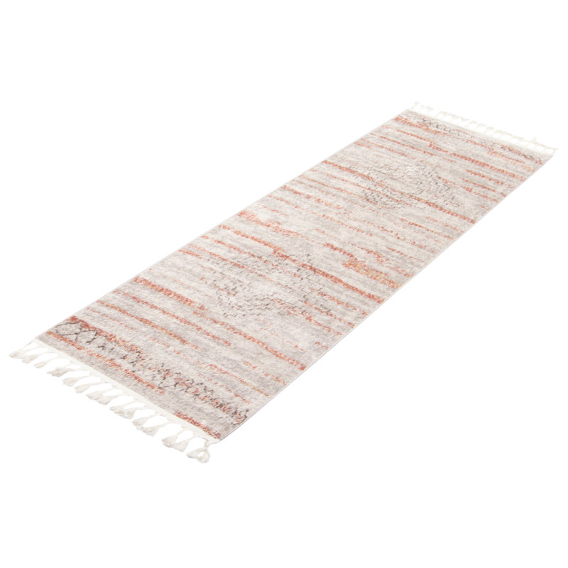 Tapis ivoire / cuivre Abdul-Rahim Aztec, Tapis de couloir 2 pi 7 po x 8 pi 4 po