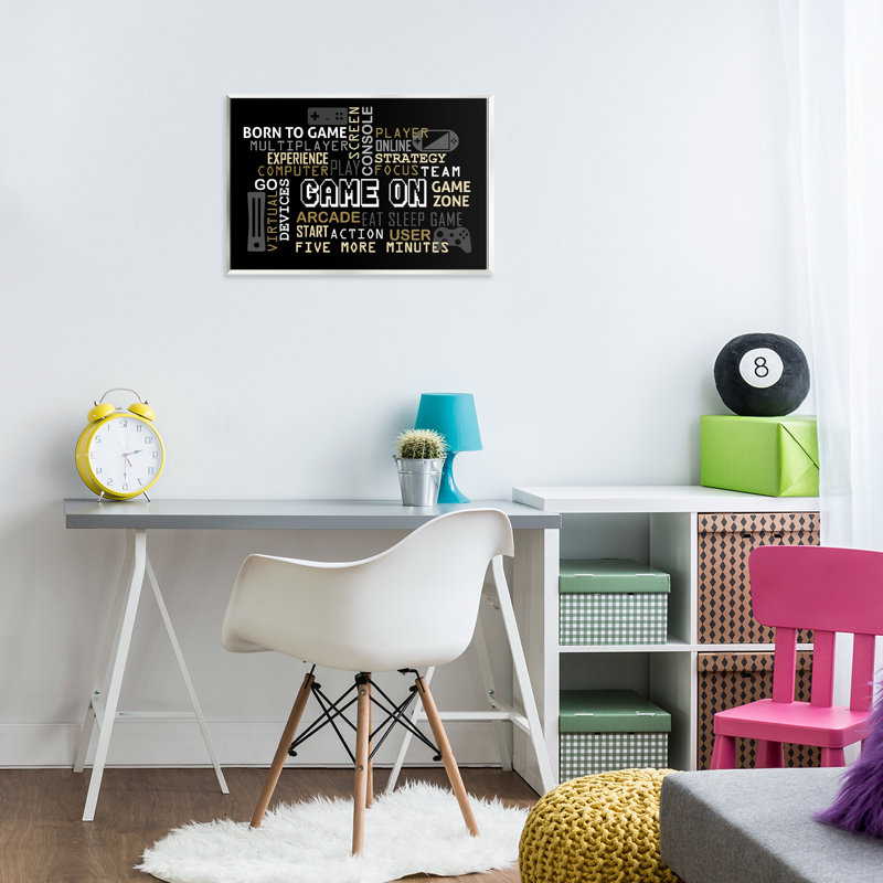«Game On Gamer», plaque murale typographique, design par Kim Allen, H 10 po x l 15 po