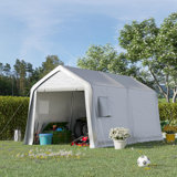 8 Ft. W x 14 Ft. D Garage Heavy Duty Carport Storage Shed Canopy, Vehicle Ports