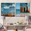 Beach Pier Urban Waterscapes - ensemble de 2 collages carrés carrés-781943366-781943416