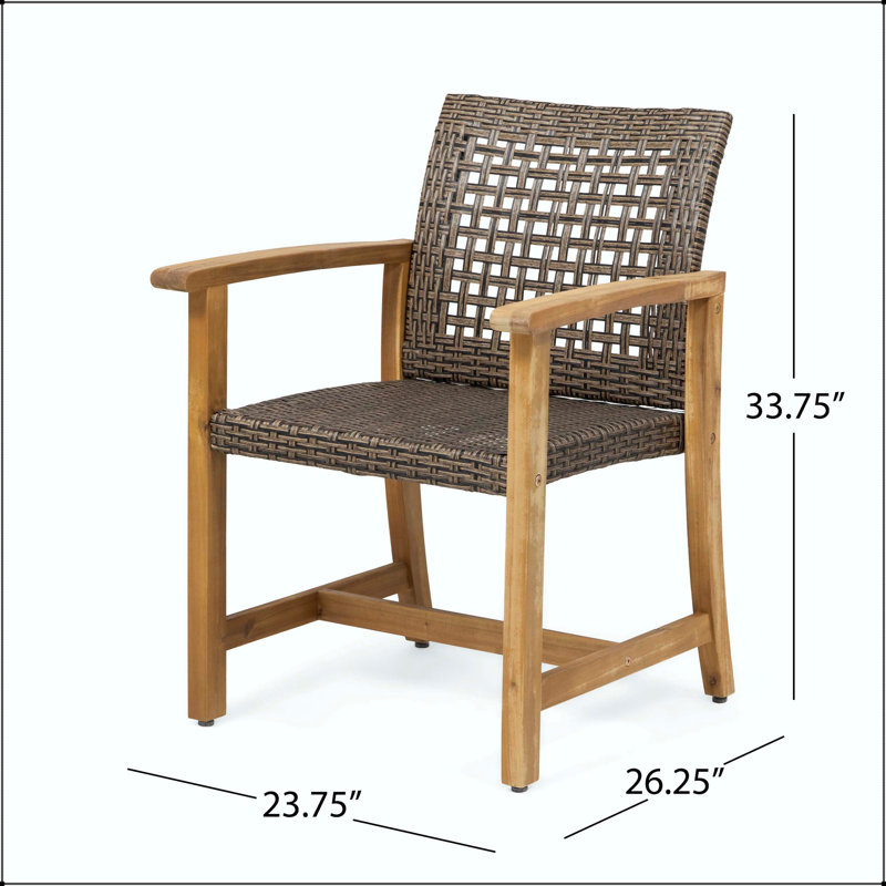 Chaise de salle à manger en bois et osier avec assise en rotin de polyéthylène tissé à la main, Brown