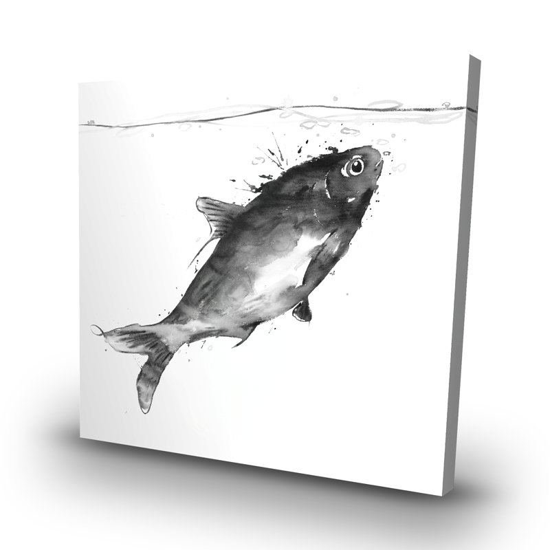 Happy swimming fish - 32"x32" art on canvas