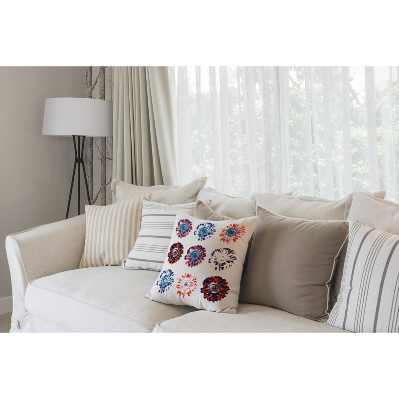 Housse et insert de coussin Happy Hippy, Bleu / corail, H 26 po x l 26 po