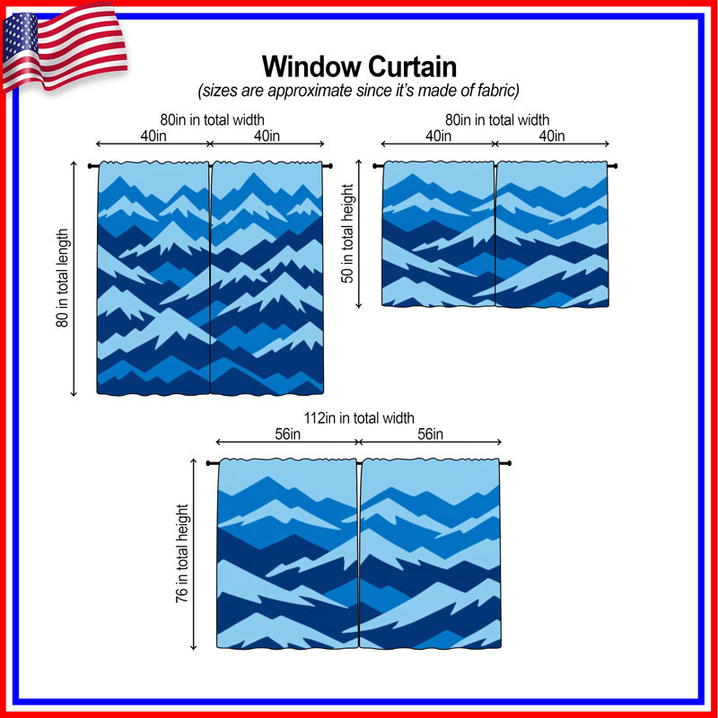Rideaux obscurcissant Blue Mountain Range, Obscurcissement de chambre, 112 po x 78 po - 2 panneaux