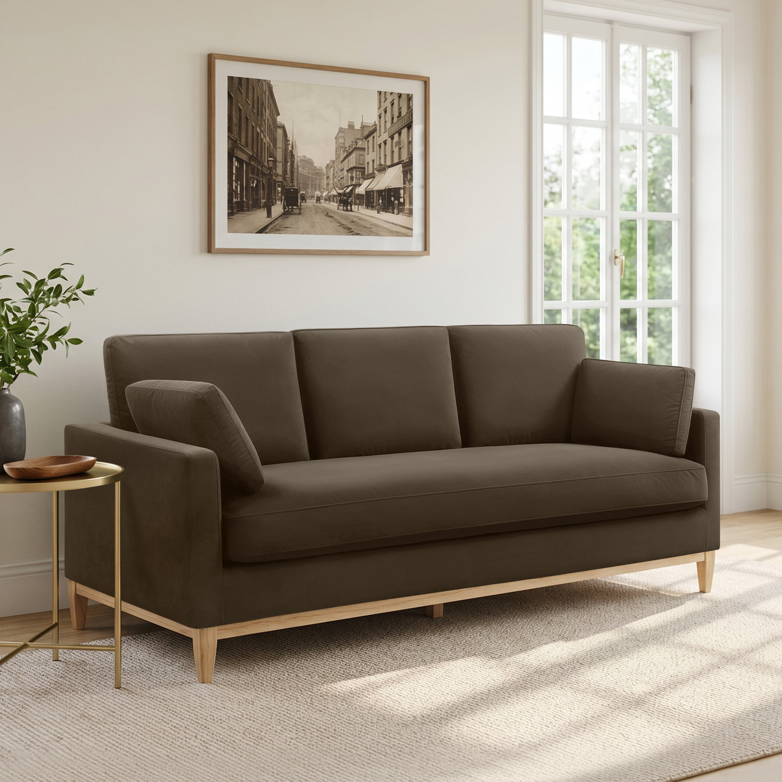 Ombra 84" Velvet Sofa, Espresso