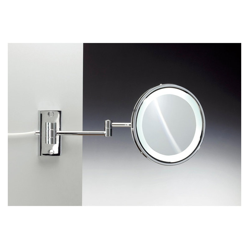 Brown Leather Metal Wall Mirror, Chrome