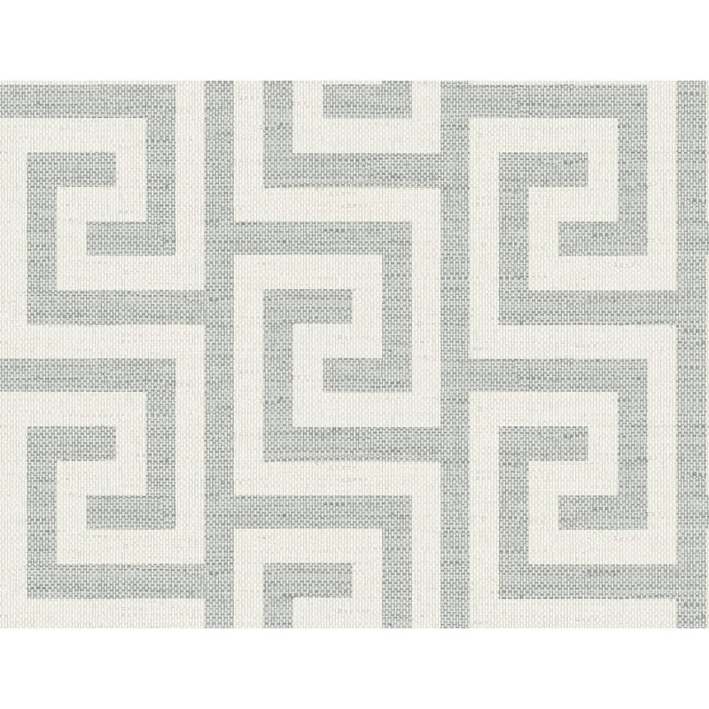 Lillian August Ink Luna Retreat Greek Key Embossed Vinyl Unpasted Wallpaper, Gray