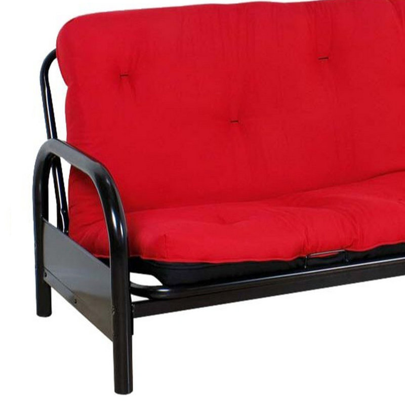 Matelas de futon double en coton Donovan 8 ", Lit double, Rouge, 6''