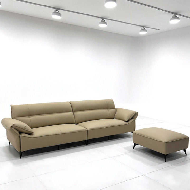 Canapé modulaire kaki en cuir véritable, H 35,43 po x l 110,24 po x P 39,37 po
