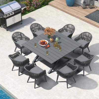 8 - Person Patio Dining Set with Square Table , Cushions Included