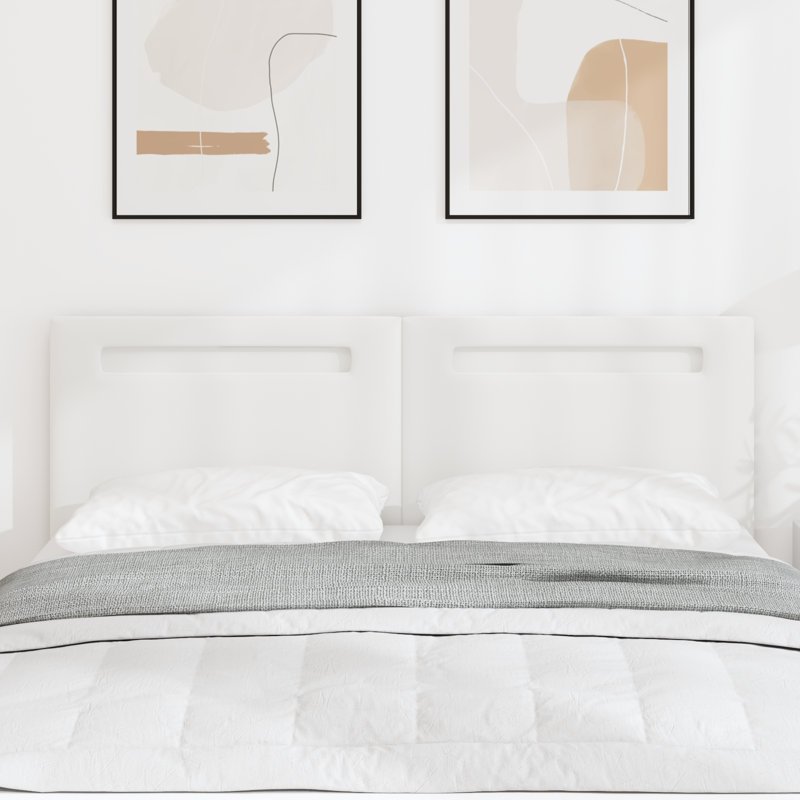 Headboard Plain Design Faux Leather, 98cm H x 144cm W x 5cm D, White, European Double (140 x 200 cm)