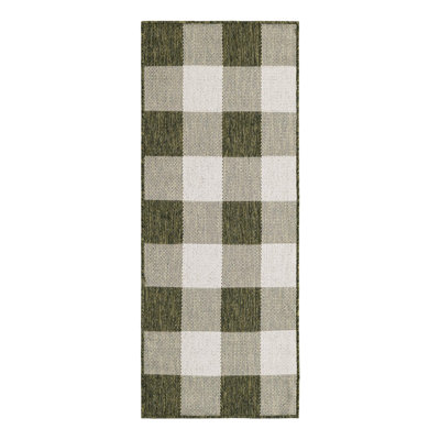 Tereon Checkered Machine Made Power Loom Polypropylene Plastic Indoor/Outdoor Area Rug in Green
