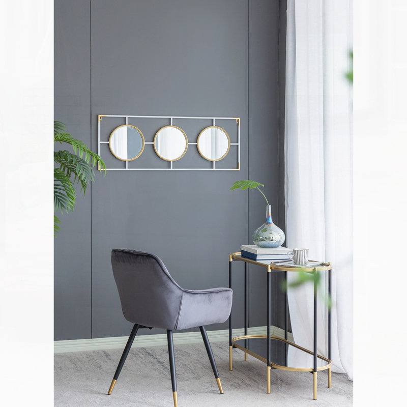 Cadre doré et blanc 15,5 x 43,5 po avec miroir