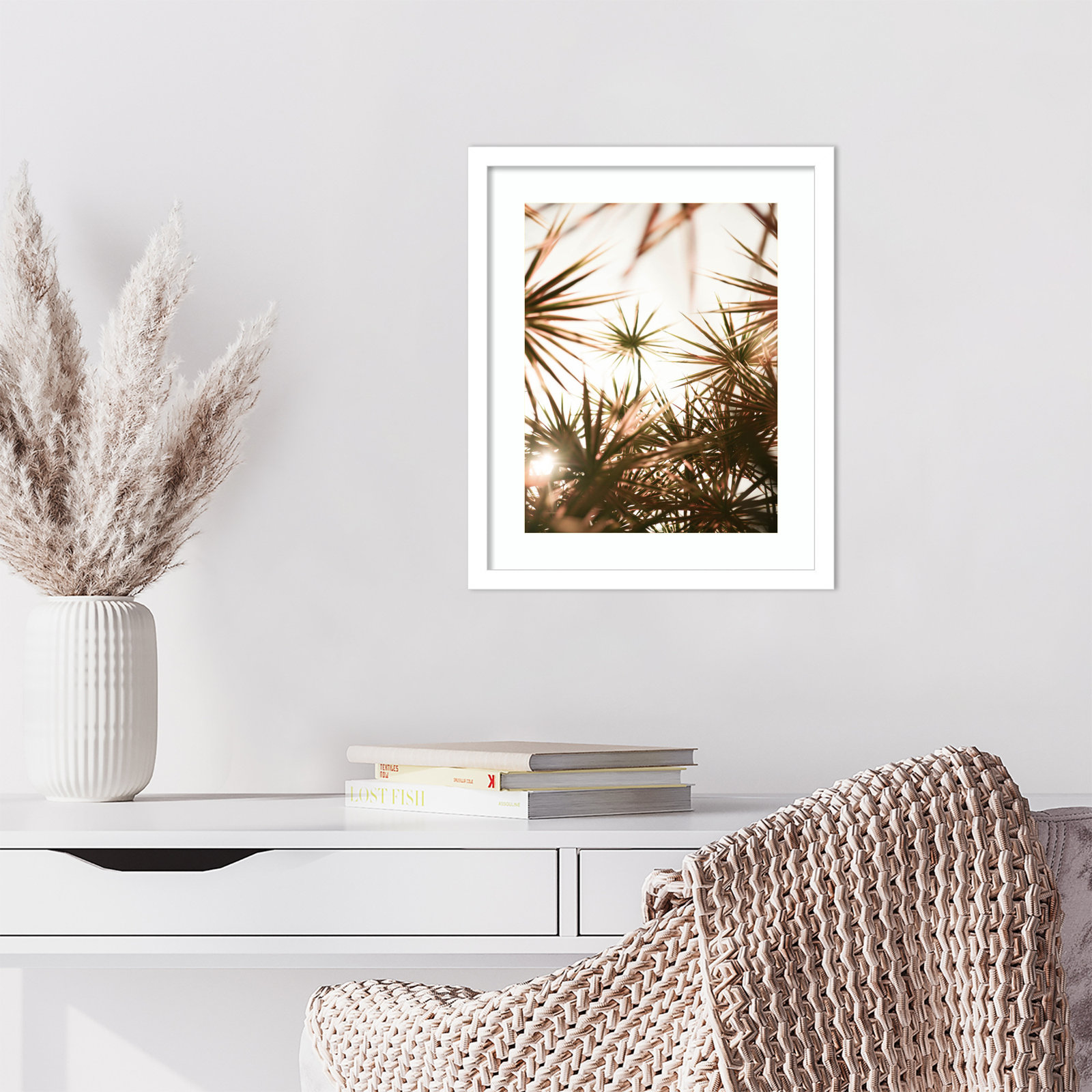 Daisey "Starlight Through Palms" Print, White, 17" H x 14" W