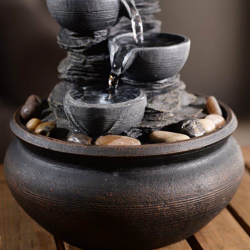 Indoor Cascade Fountain with Lights, 19.1" H x 16.5" W x 22.9" D