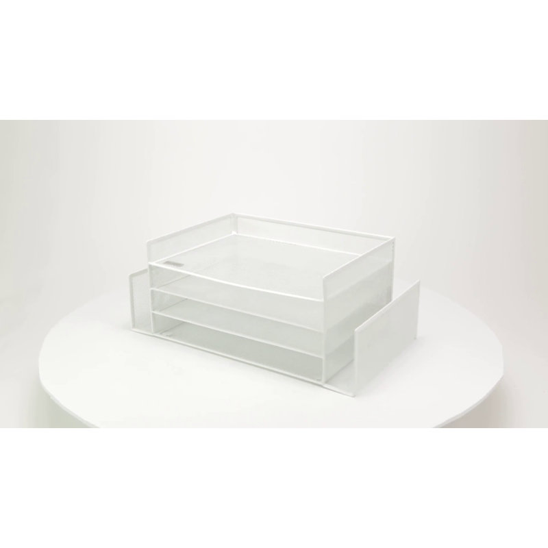 Black Metal Mesh Multifunctional Desktop Organizer with Six Compartments